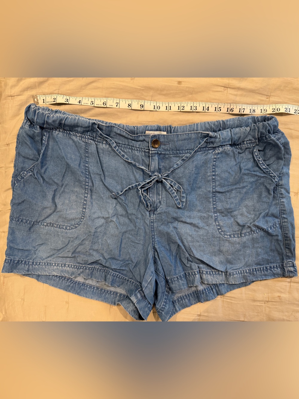 Merona Light Blue Denim-Style Drawstring Women’s Shorts